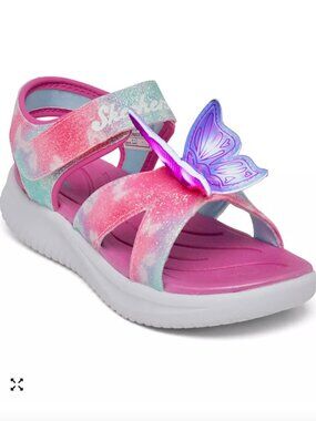 NIB Sketchers Toddler Girl's Size 10 Light Up Jumpsters Sandals Pink Butterfly